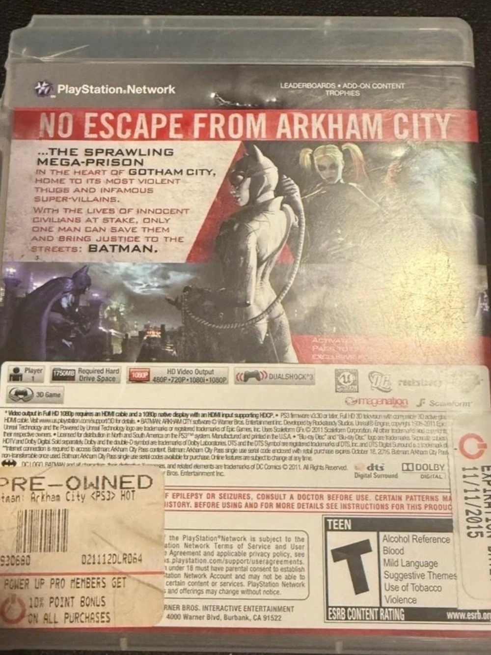 adidas Black and White Batman Arkham City PS3 Game Disc